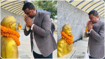 मधेसी शहिद स्मारकमा पुगे रास्वपा उम्मेदवार कानु, शहिदका सालिकमा दिए श्रद्धाञ्जली