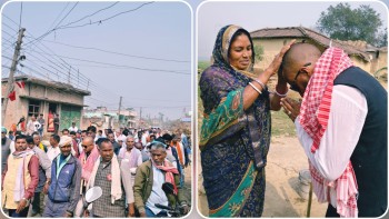 पोखरिया–९ का विभिन्न टोलमा एमाले उम्मेदवार रुपेश पाण्डेको घरदैलो अभियान