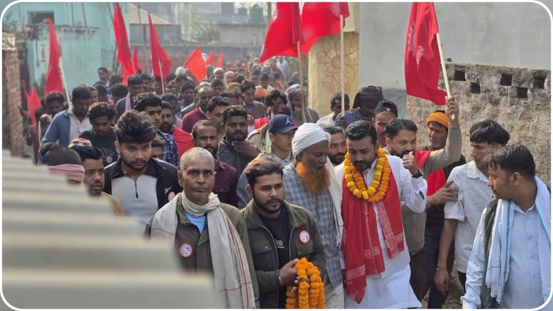 वीरगन्जको जगरनाथपुरमा पुग्दा एमाले उम्मेदवार प्रदीप यादवलाई गरियो भव्य स्वागत
