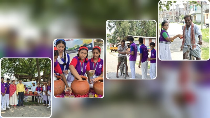 सेस्मी इन्टरनेशनल स्कुलका विद्यार्थीहरूद्वारा पैदलयात्रीहरुलाई सर्बत वितरण